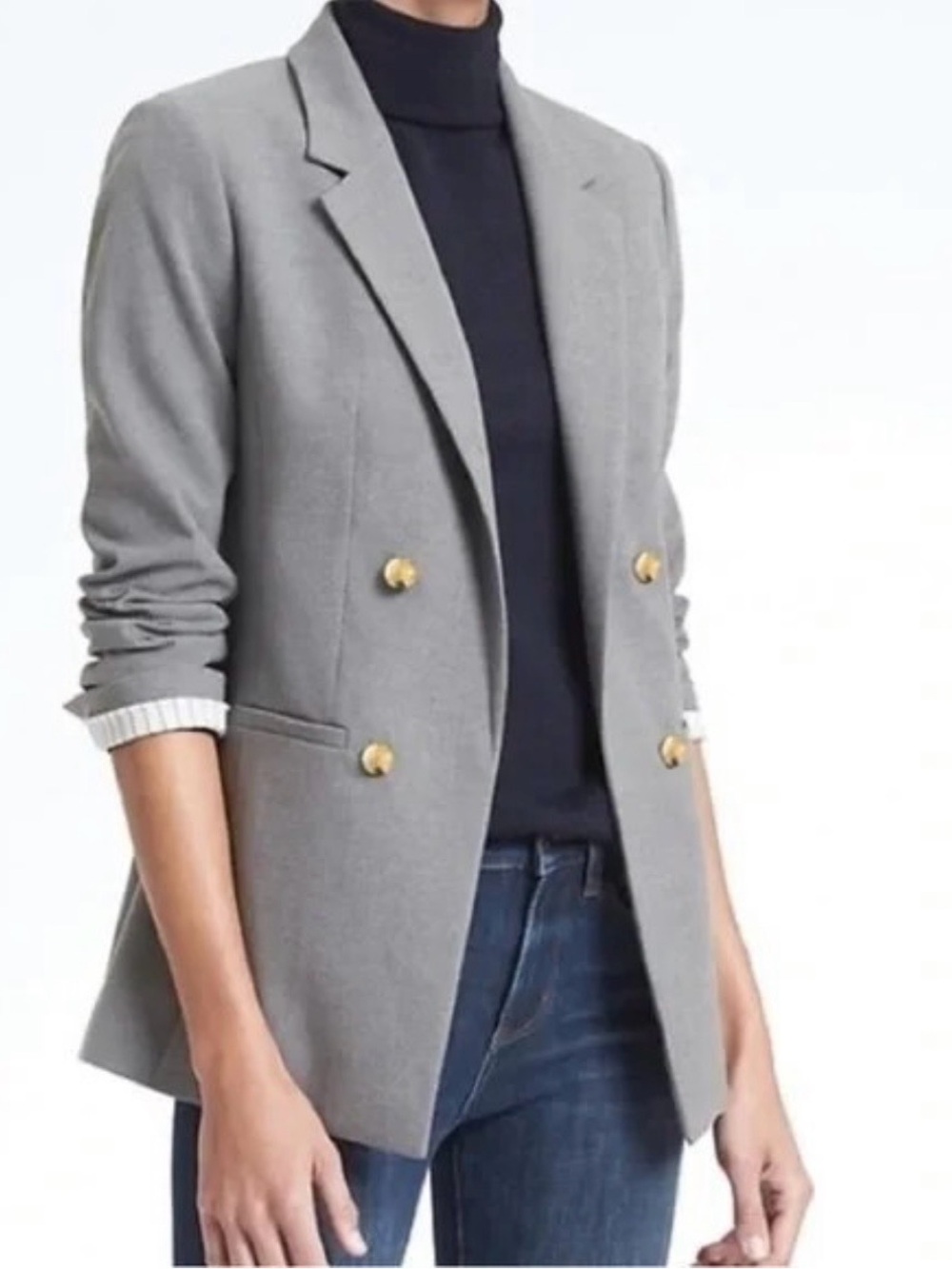 Banana Republic Double-Breasted Gray Blazer